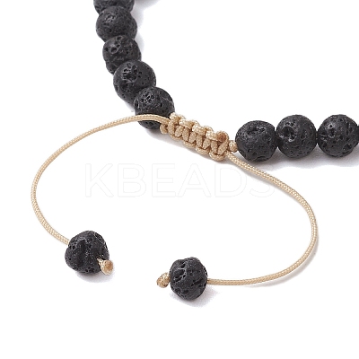 Adjustable Chakra 6mm Round Natural Dyed Malaysia Jade & Tiger Eye & Lava Rock BJEW-JB10614-1