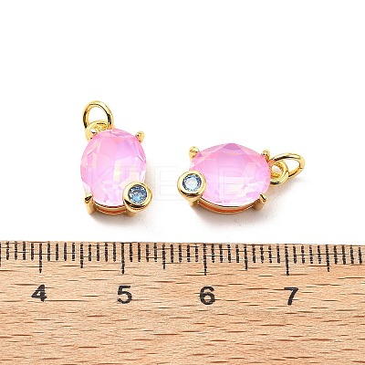 Oval Brass Micro Pave Cubic Zirconia Pendants KK-L237-020G-05-1