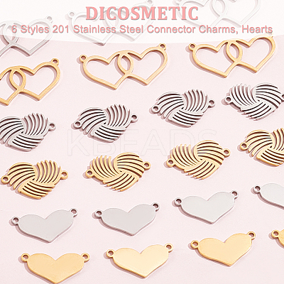24Pcs 6 Styles 201 Stainless Steel Connector Charms STAS-DC0011-02-1