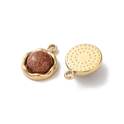 Synthetic Goldstone Half Round Charms STAS-L022-393G-01-1