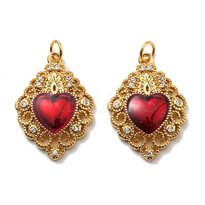 Rack Plating Brass Grade AAA Cubic Zirconia Pendants KK-D026-27G-1