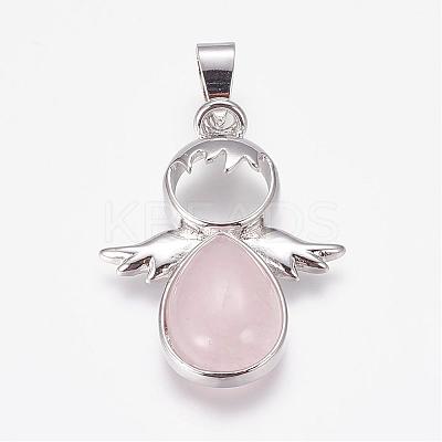 Natural Rose Quartz Pendants G-G651-A10-1
