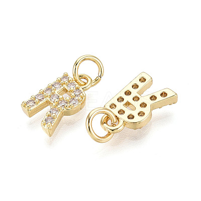 Brass Micro Pave Clear Cubic Zirconia Charms KK-N241-001R-1