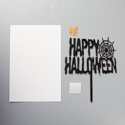 Acrylic Spider & Halloween Word Cake Insert Card Decoration DIY-H109-04-1