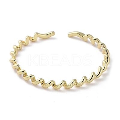 Rack Plating Brass Twist Spiral Cuff Bangles BJEW-M039-04G-1