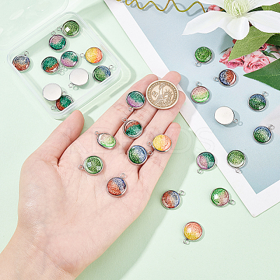 28Pcs 7 Colors Printed Opaque Resin Pendants RESI-AR0001-20-1