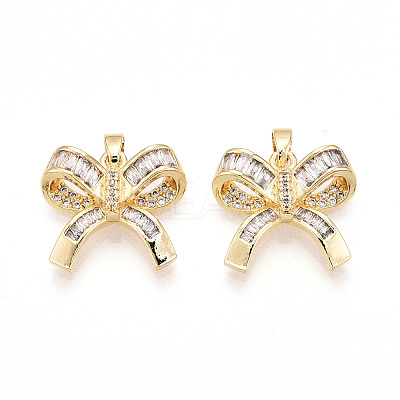 Brass Micro Pave Cubic Zirconia Pendants KK-N257-46G-1