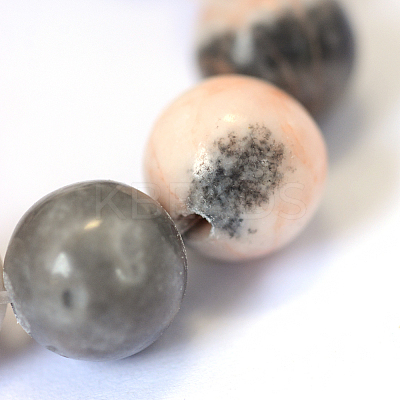 Natural Pink Zebra Jasper Round Bead Strands X-G-E334-4mm-11-1