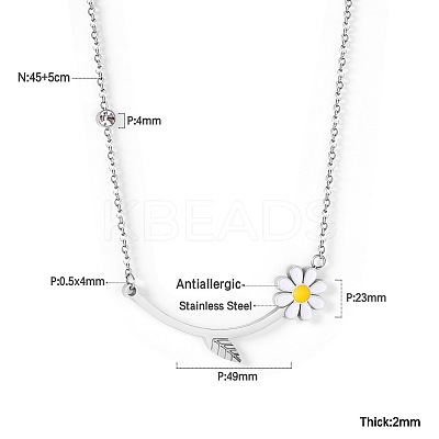 304 Stainless Steel Enamel Flower Bib Necklaces FS-WG58DA2-08-1