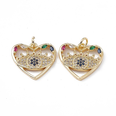 Brass Colorful Cubic Zirconia Pendants KK-E068-VA184-2-1