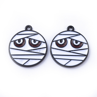 Gunmetal Plated Alloy Enamel Pendants X-ENAM-D040-D01-B-1