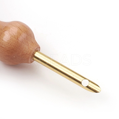 Natural Beech Wood Handle Embroidery Pens TOOL-WH0121-14-1
