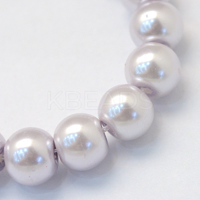 Baking Paint Pearlized Glass Pearl Round Bead Strands X-HY-Q330-8mm-25-1