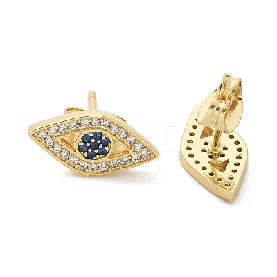 Brass Micro Pave Clear Cubic Zirconia Stud Earrings EJEW-M076-01G-02-1