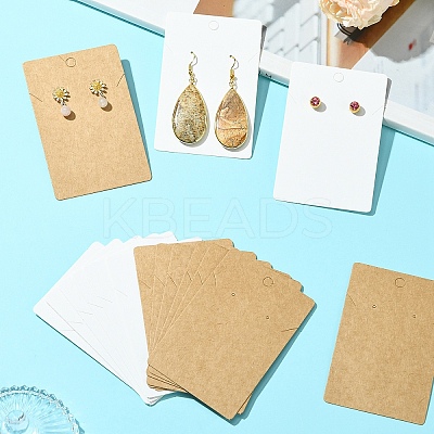 50Pcs Rectangle Kraft Paper One Pair Earring Display Cards with Hanging Hole CDIS-YW0001-16A-1