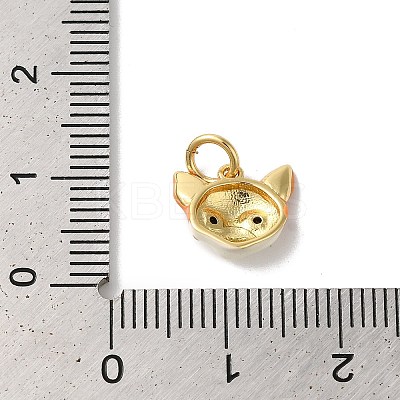 Cat Head Rack Plating Brass Micro Pave Cubic Zirconia Enamel Charms KK-G504-14G-1
