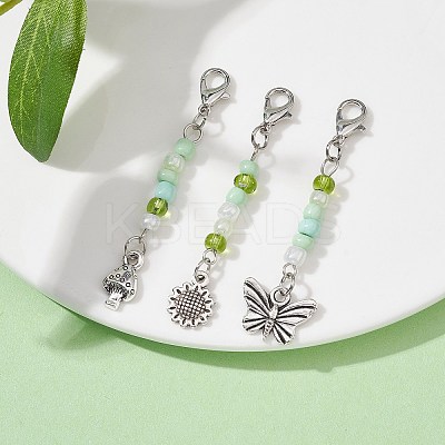 Butterfly/Mushroom/Flower Alloy Pendant Decorations HJEW-JM01439-A-1