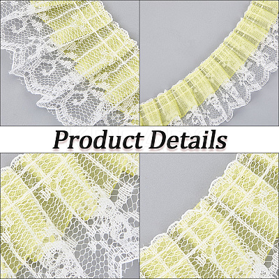 10 Yards Double Layer Polyester Organza Pleated Lace Trim Ribbons SRIB-GF0001-43A-1