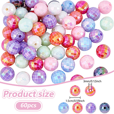 60Pcs UV Plating Opaque Acrylic Beads MACR-UN0001-01-1