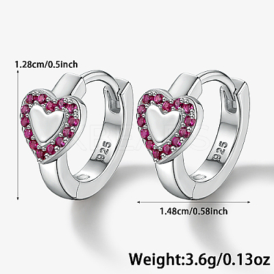 Anti-Tarnish Rhodium Plated Platinum 925 Sterling Silver Micro Pave Cubic Zirconia Hoop Earrings AA4054-2-1