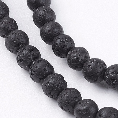 Natural Lava Rock Stone Bead Strands X-G-R193-18-4mm-1