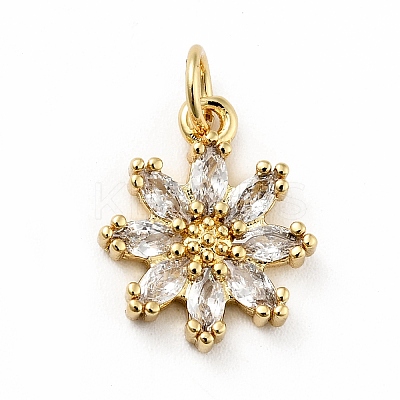 Rack Plating Brass Micro Pave Cubic Zirconia Charms ZIRC-F129-34E-G-1