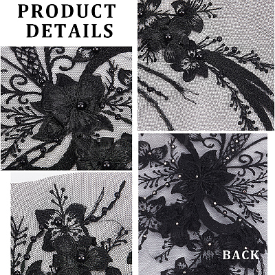 3D Flower Polyester Embroidery Sew on Appliques PATC-WH0008-48B-1