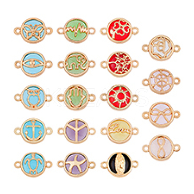 38pcs 19 styles Glass Connector Charms GLAA-DC0001-26-1