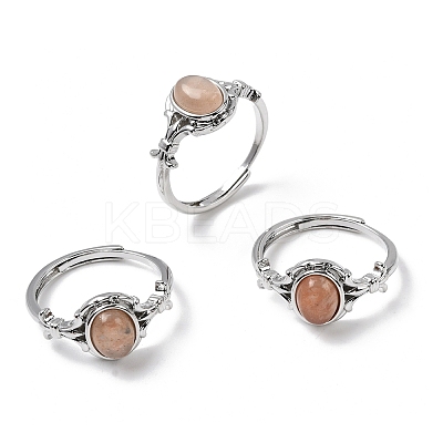 Natural Gemstone Finger Rings RJEW-A084-03P-1