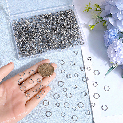 1200Pcs 3 Styles 304 Stainless Steel Open Jump Rings STAS-SP0001-67-1