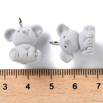Animal Shape Flocky Resin Pendants RESI-Q229-01B-1