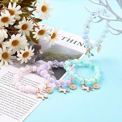 Transparent Acrylic Stretch Charm Bracelets for Kids BJEW-JB06167-1