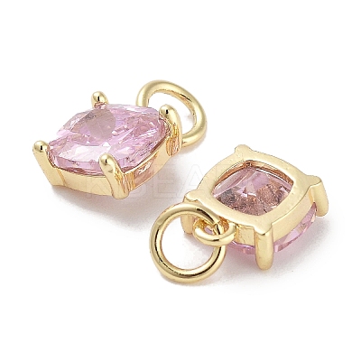 Brass Micro Pave Cubic Zirconia Charms KK-C051-15G-02-1