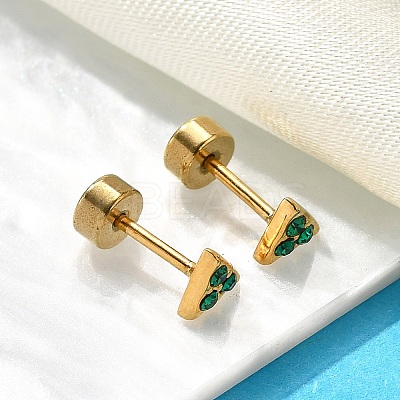 Ion Plating(IP) 304 Stainless Steel Triangle Stud Earrings EJEW-A118-11G-02-1