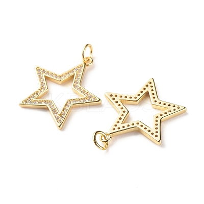Brass Micro Pave Clear Cubic Zirconia Pendants ZIRC-P094-03G-RS-1