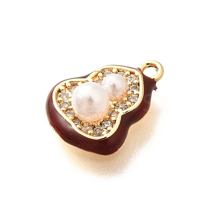 Brass Micro Pave Cubic Zirconia Charms KK-C085-21G-1