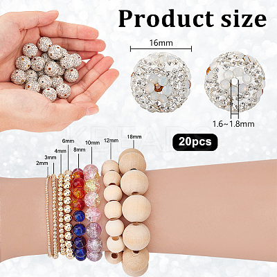 20Pcs Polymer Clay Rhinestone Beads RB-PH0001-47-1