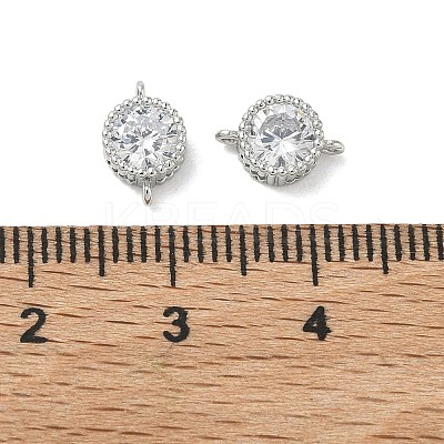 SHEGRACE Brass Pave Clear Cubic Zirconia Flat Round Connector Charms XGRQ3D332-501P-1