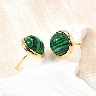 Brass Half Round Stud Earrings EJEW-Z124-03G-1