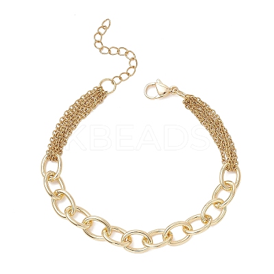 Brass & 304 Stainless Steel Cable Chains Bracelets for Women BJEW-JB12982-1