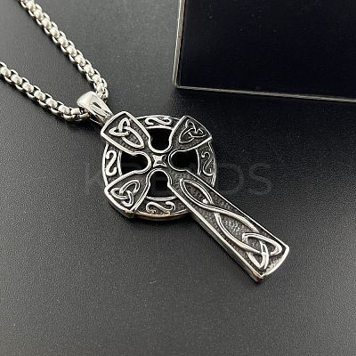 304 Stainless Steel Viking Cross Pendant Necklaces Vintage Punk Personalized Jewelry DA3214-1