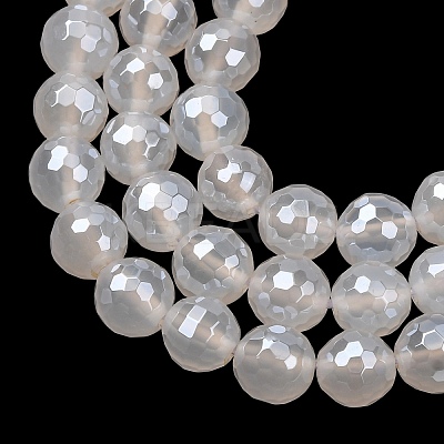 Electroplated Natural Agate Beads Strands G-B191-A07-8mm-20-1