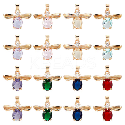 16Pcs 8 Colors Glass Pendants GLAA-GA0001-31-1