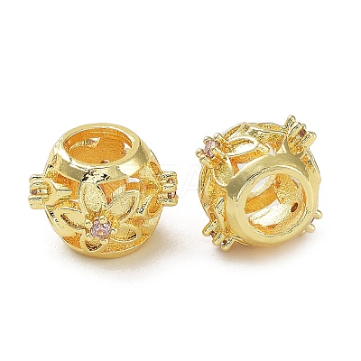 Rack Plating Brass Micro Pave Cubic Zirconia European Beads KK-B078-08G18-1