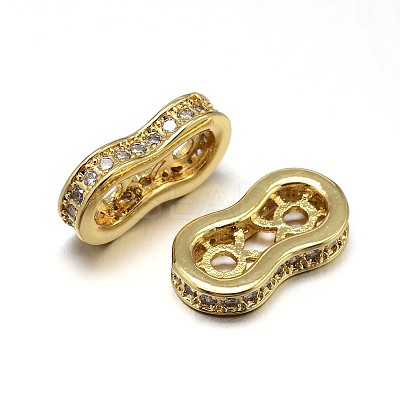 Brass Micro Pave Cubic Zirconia Spacer Bars ZIRC-M068-02G-NR-1