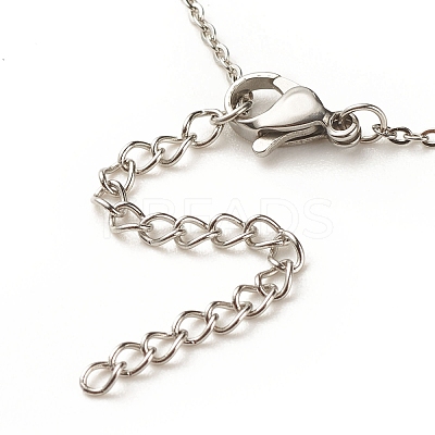 304 Stainless Steel Turtle Charm Anklet with Round Natural White Jade Beads for Women AJEW-AN00498-04-1