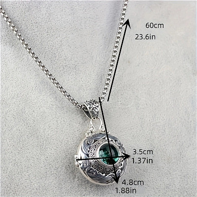 Alloy & Glass Hollow Flat Round Cage Pendant Necklaces for Diffuser Ball LS-FS-WGCD084-01-1