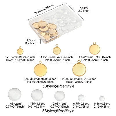 DIY Blank Dome 304 Stainless Steel Pendant Making Kits DIY-FS0008-36-1