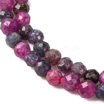 Natural Red Corundum/Ruby and Sapphire Beads Strands G-R462-035-1