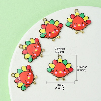 10Pcs 5 Style Cute Printed Alloy Pendants ENAM-YW0003-46B-1